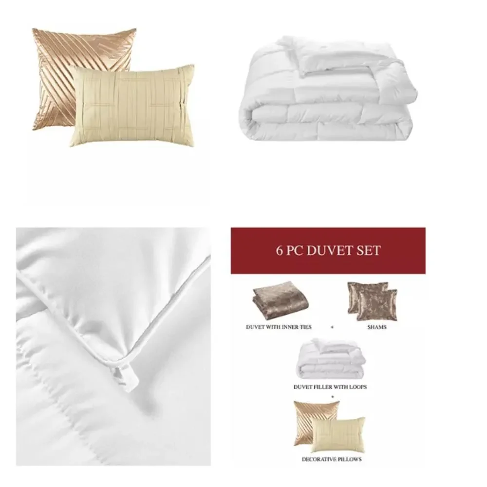 Sunham Duvet Cover & Filler SET Insert King Luxe Bedding Metallic Jacquard NEW